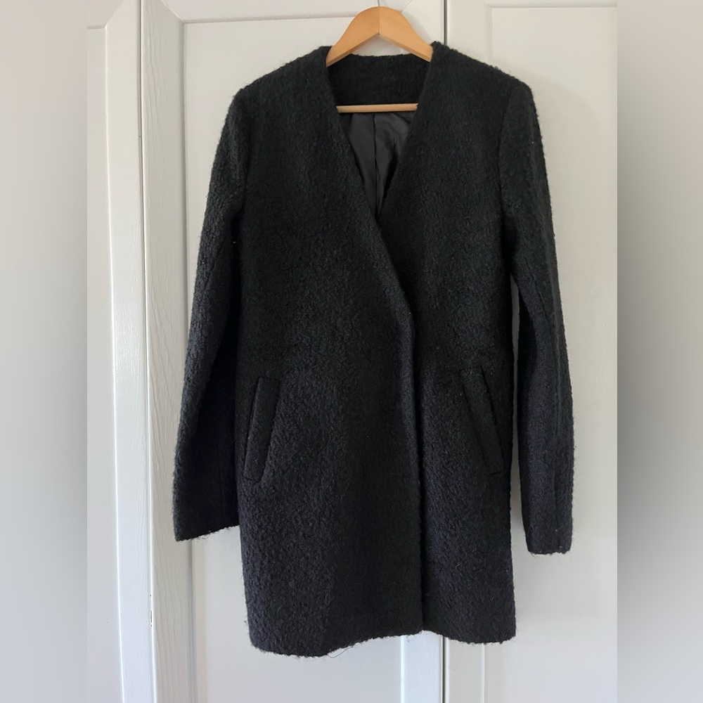 Black thick textured wool blend Coat